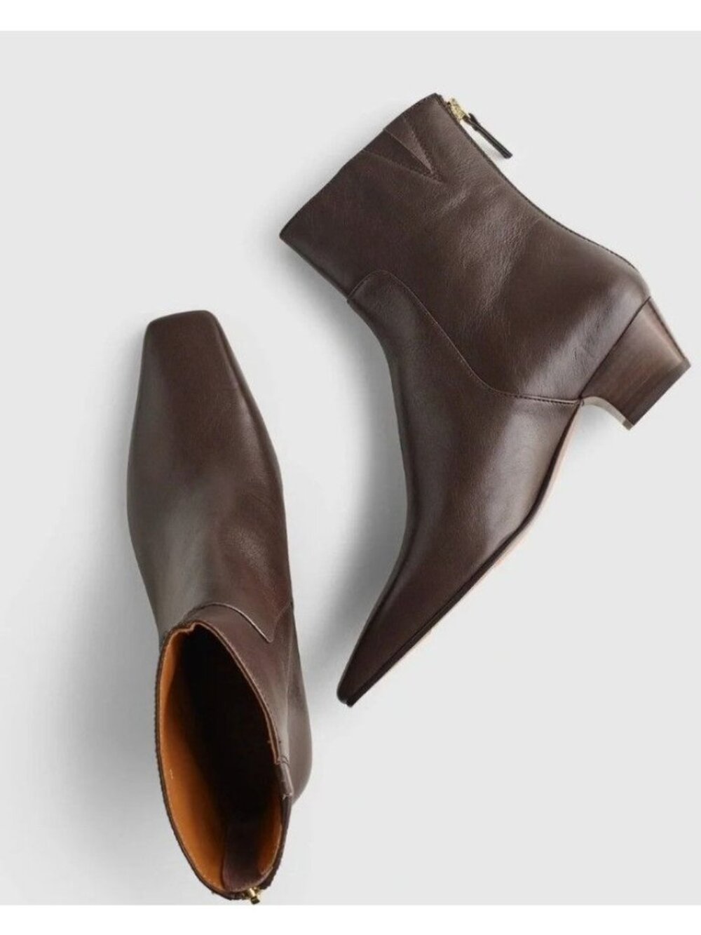 Madewell Dark Brown Leather Pointed Toe Ankle Boots